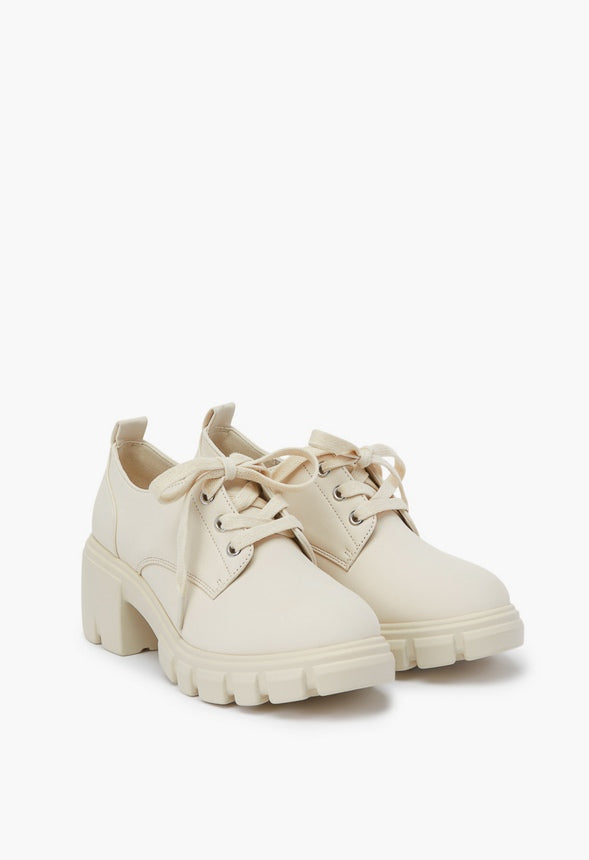 Sofia Lace Up Lug Sole Loafer White