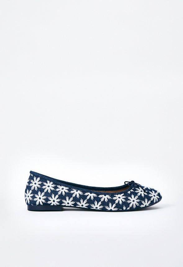 Gemma Ballet Flat Blue Ashes Floral