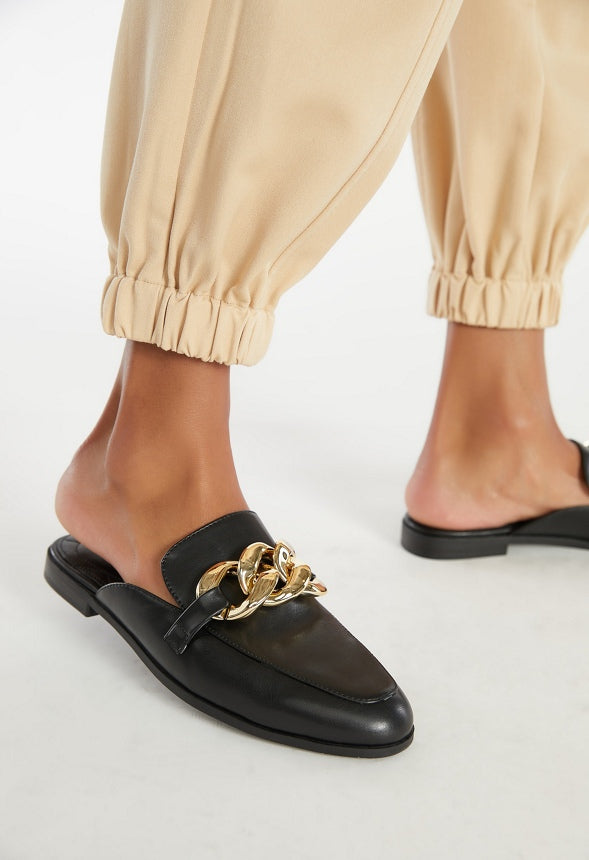 MARISSA FLAT MULE Black Caviar