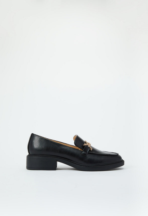 Madison Heeled Loafer Black Caviar