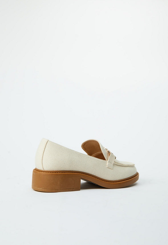 Madison Heeled Loafer Natural Recycled Linen