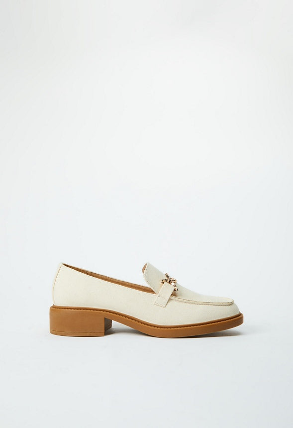 Madison Heeled Loafer Natural Recycled Linen