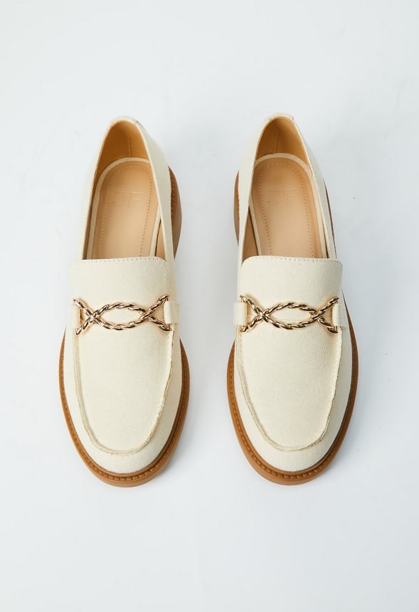 Madison Heeled Loafer Natural Recycled Linen