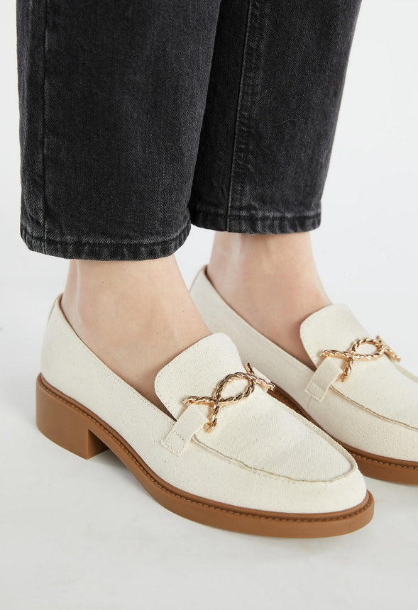 Madison Heeled Loafer Natural Recycled Linen