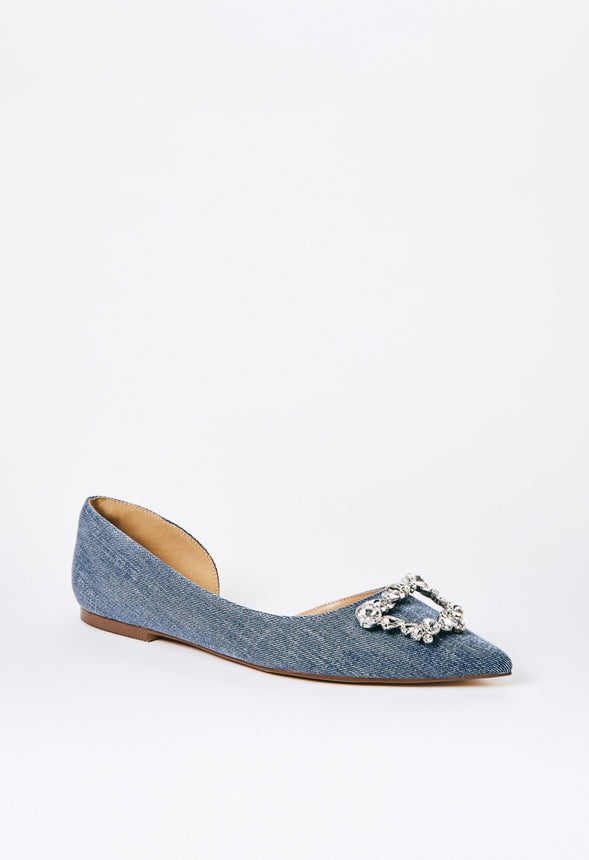 Coralin Pointed Toe Flat Chambray