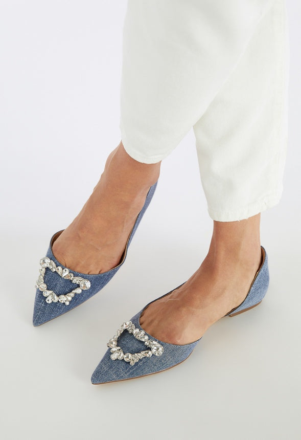 Coralin Pointed Toe Flat Chambray