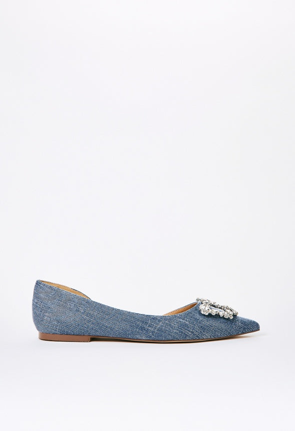 Coralin Pointed Toe Flat Chambray