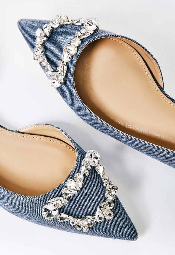 Coralin Pointed Toe Flat Chambray