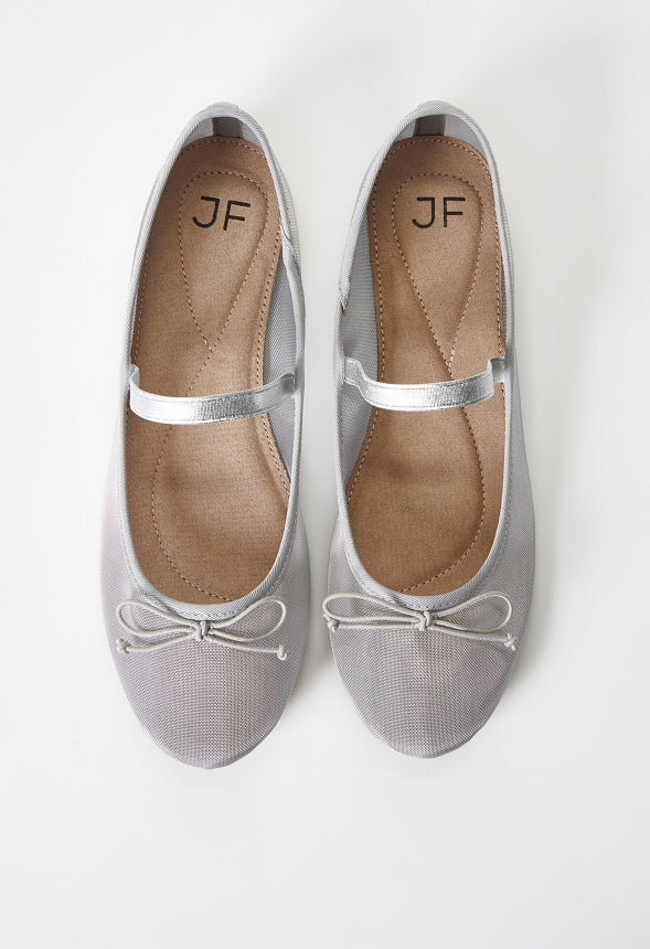 Gemma Mary Jane Ballet Flat Silver