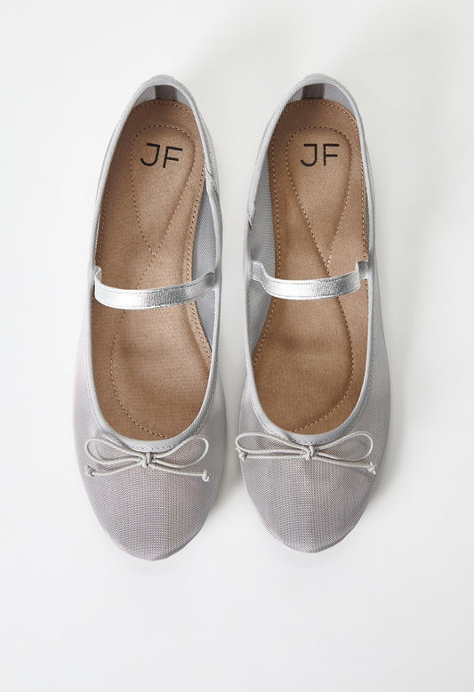 Gemma Mary Jane Ballet Flat Silver