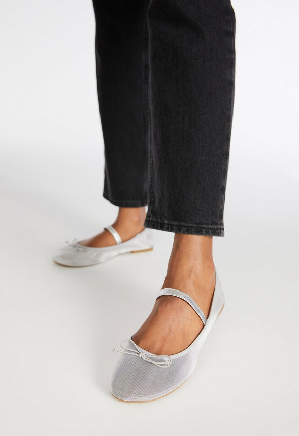 Gemma Mary Jane Ballet Flat Silver