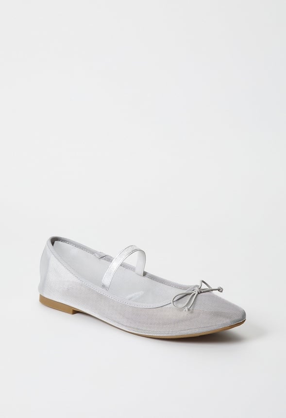 Gemma Mary Jane Ballet Flat Silver