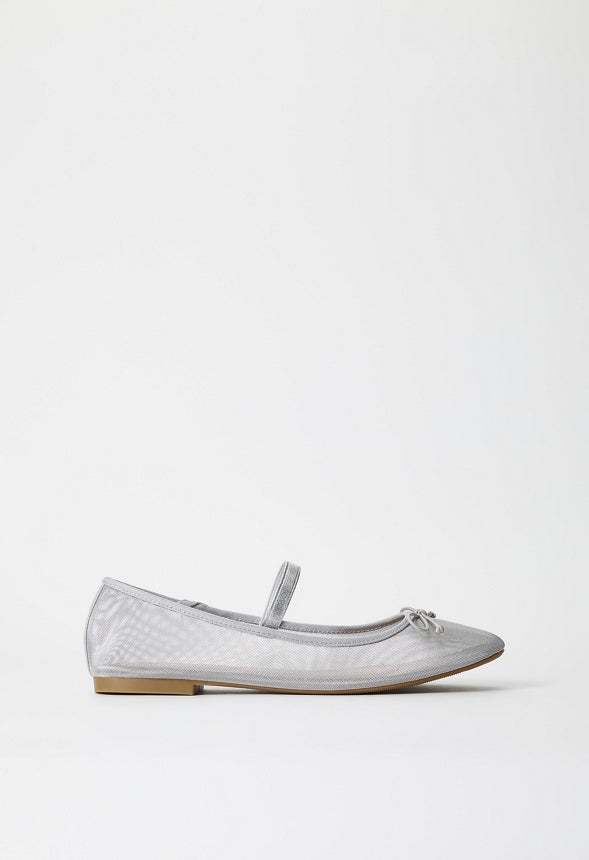 Gemma Mary Jane Ballet Flat Silver