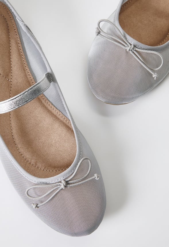 Gemma Mary Jane Ballet Flat Silver