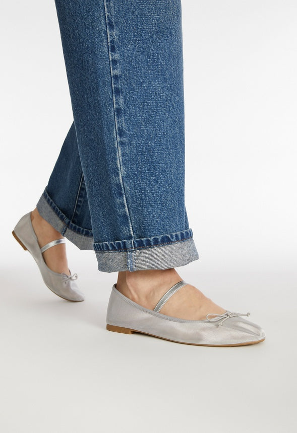 Gemma Mary Jane Ballet Flat Silver