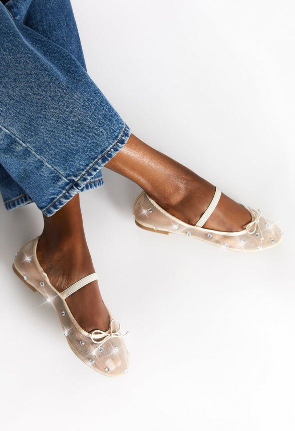 Gemma Mary Jane Ballet Flat New Nude/ Clear