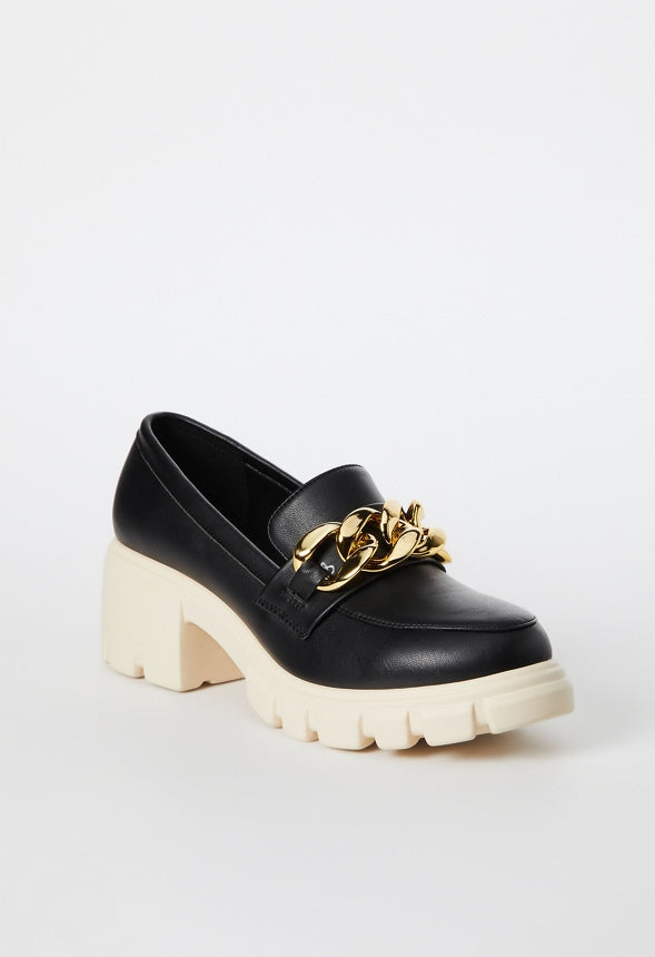 Elia Lug Sole Loafer Black Caviar
