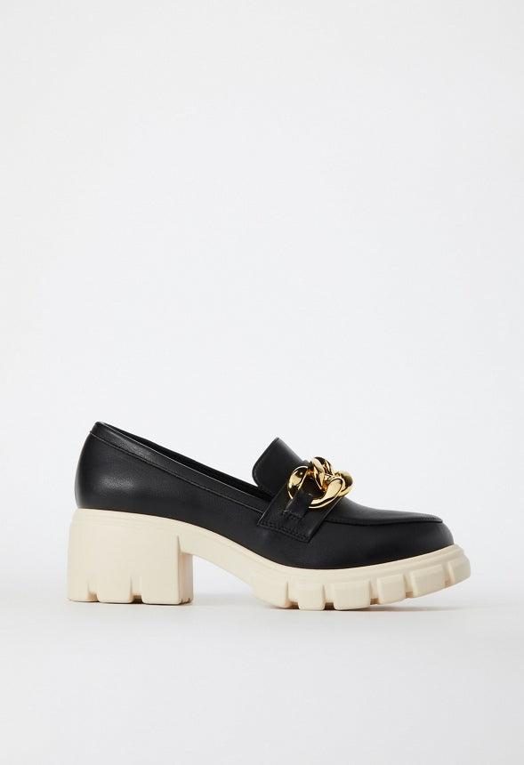 Elia Lug Sole Loafer Black Caviar