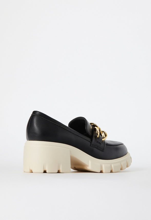 Elia Lug Sole Loafer Black Caviar