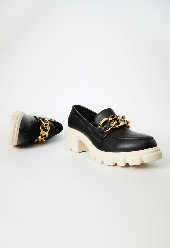 Elia Lug Sole Loafer Black Caviar