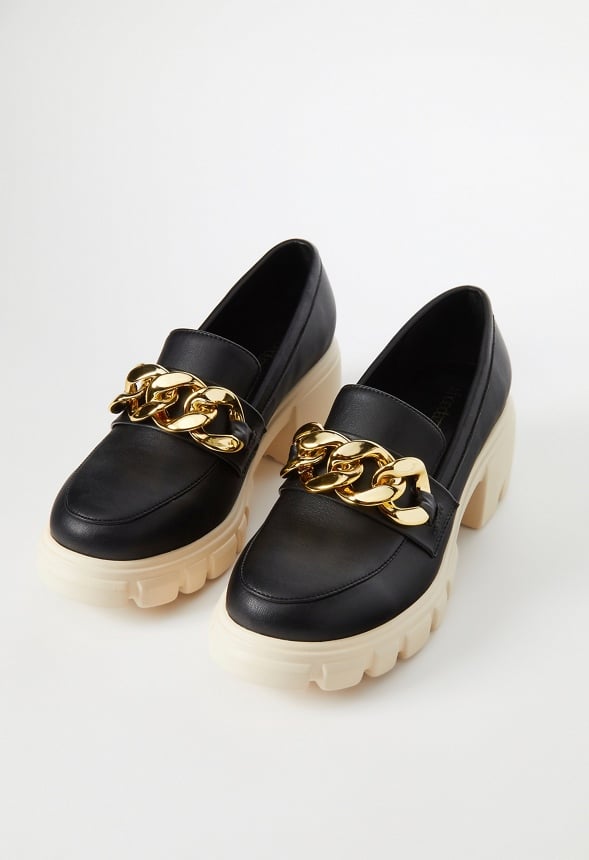 Elia Lug Sole Loafer Black Caviar