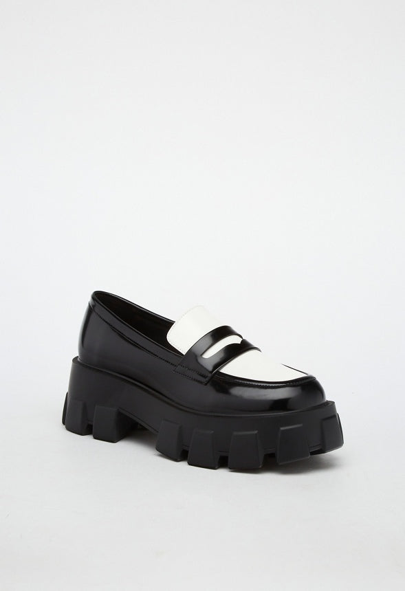Alina Lug Sole Loafer Black/Bright White
