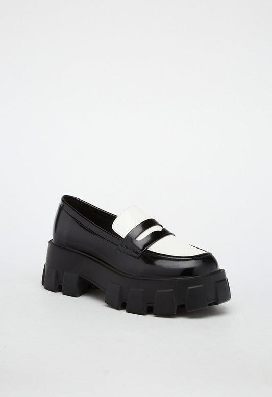 Alina Lug Sole Loafer Black/Bright White