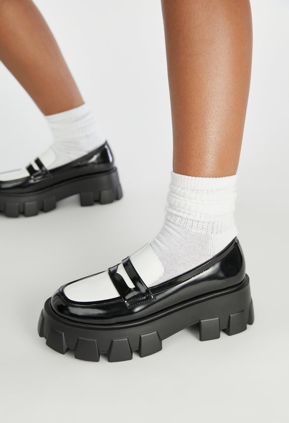 Alina Lug Sole Loafer Black/Bright White