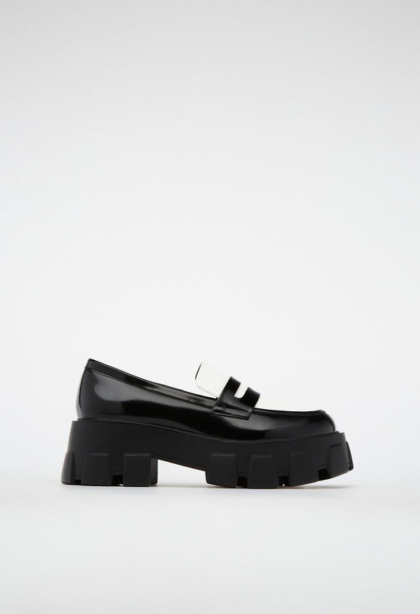 Alina Lug Sole Loafer Black/Bright White