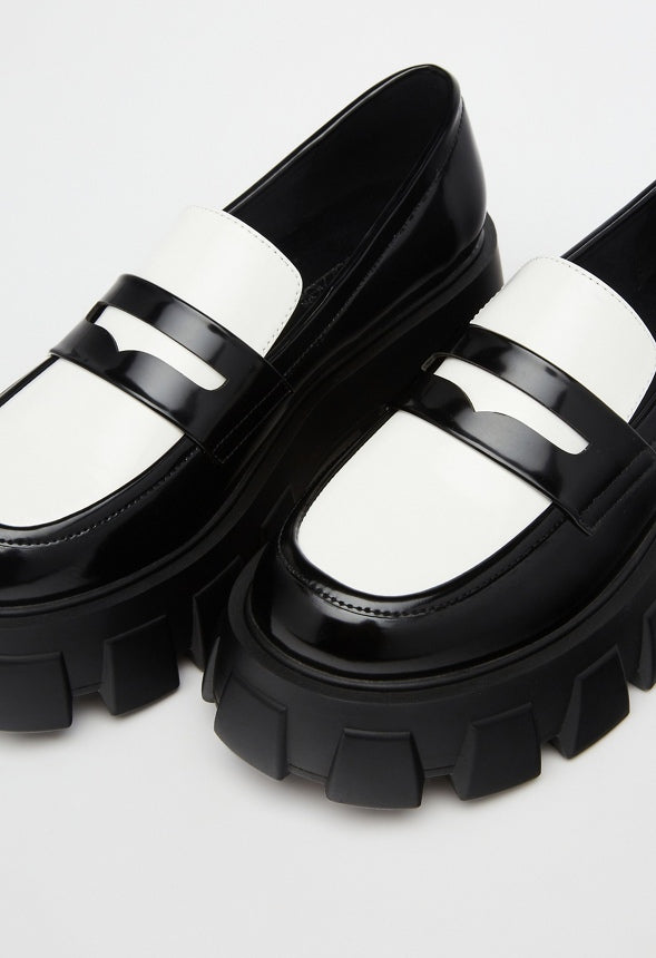 Alina Lug Sole Loafer Black/Bright White