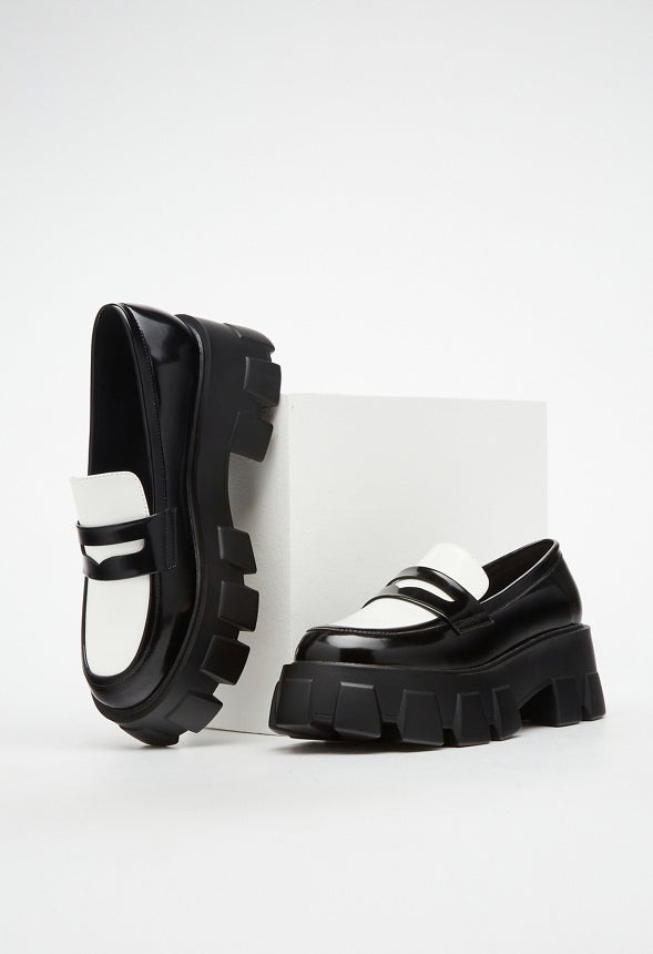 Alina Lug Sole Loafer Black/Bright White