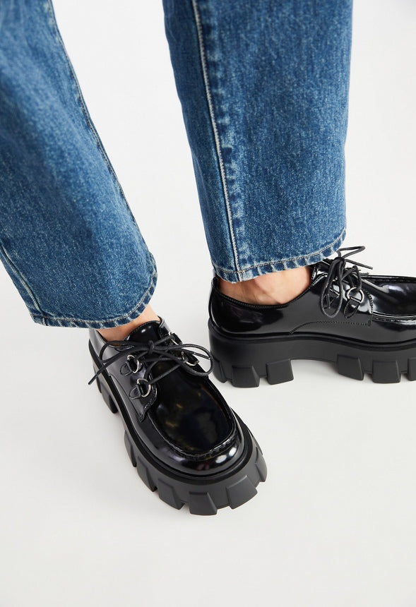 Maxie Lace-Up Loafer Black Caviar