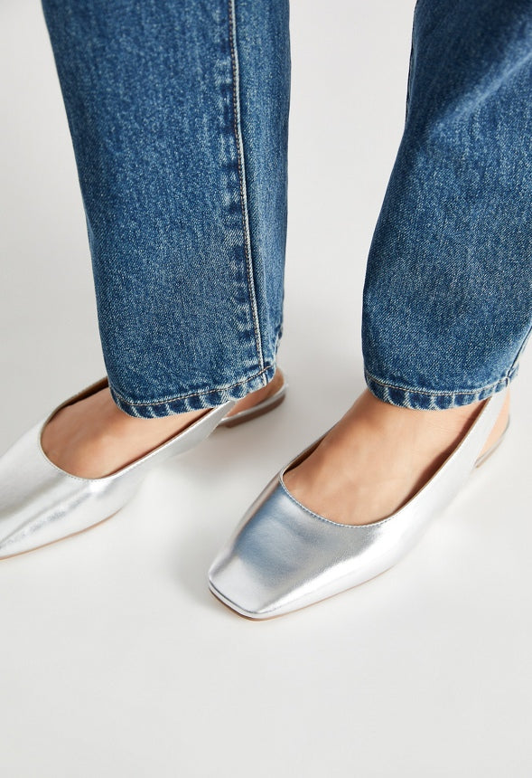 Hallie Slingback Flat Silver