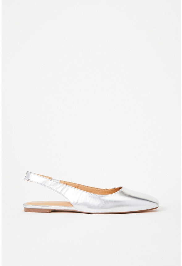 Hallie Slingback Flat Silver