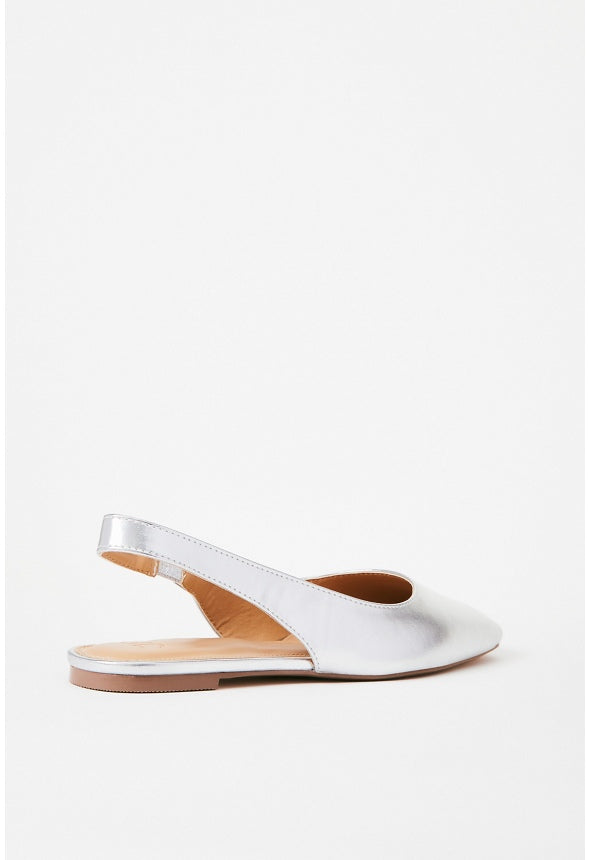 Hallie Slingback Flat Silver