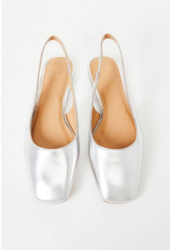 Hallie Slingback Flat Silver