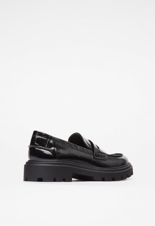 Colette Lug Sole Loafer Black Croc