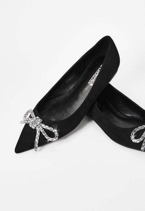 Amina Pointed Toe Flat Black Caviar