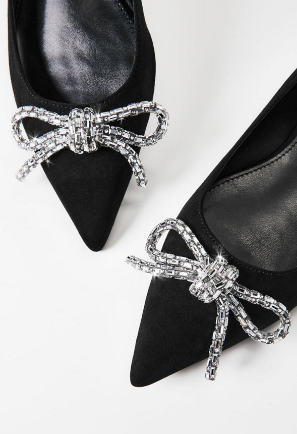 Amina Pointed Toe Flat Black Caviar