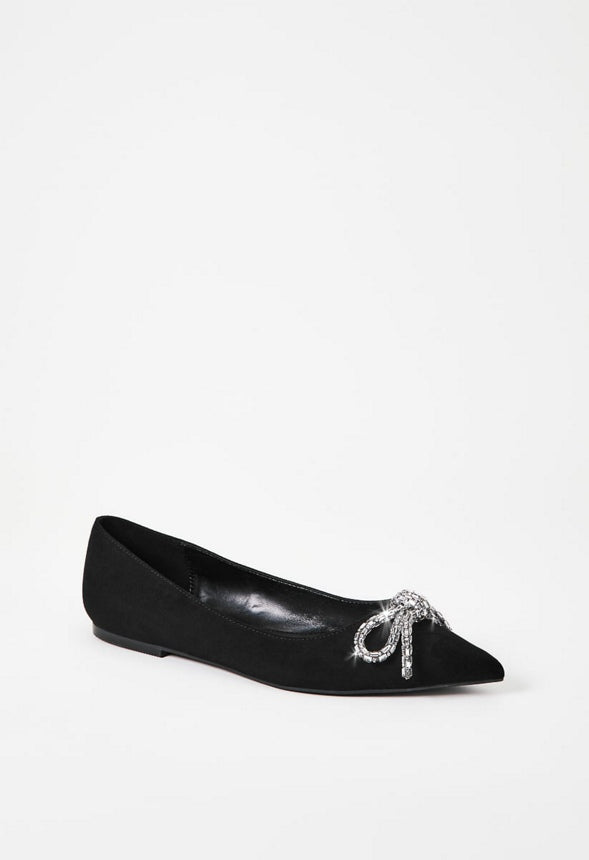Amina Pointed Toe Flat Black Caviar
