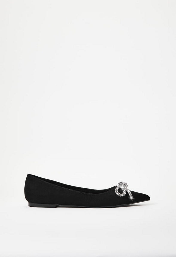 Amina Pointed Toe Flat Black Caviar