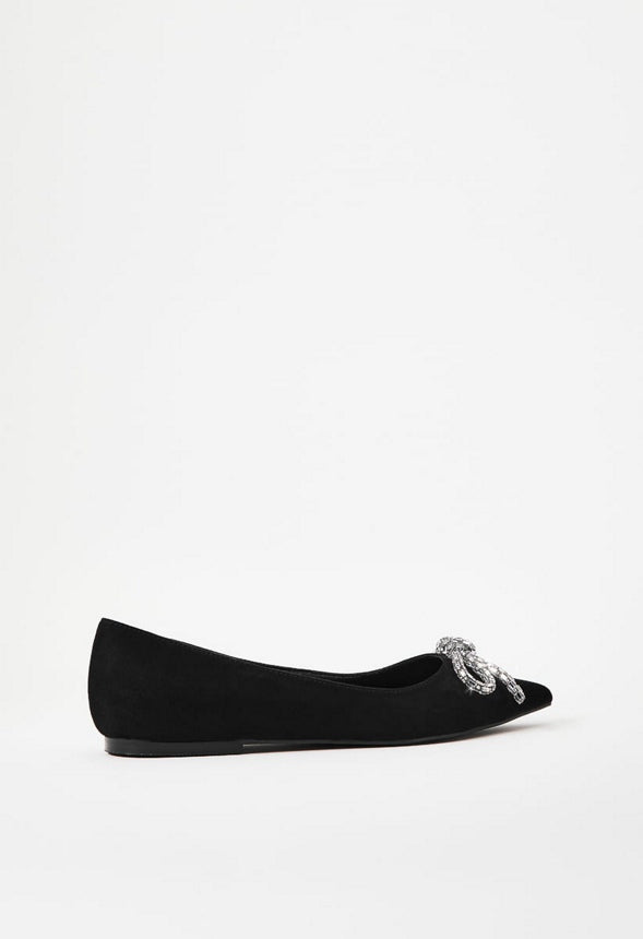 Amina Pointed Toe Flat Black Caviar
