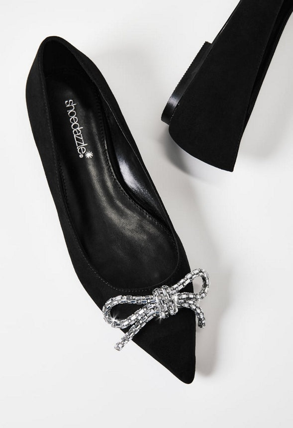 Amina Pointed Toe Flat Black Caviar