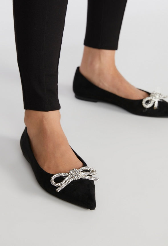 Amina Pointed Toe Flat Black Caviar