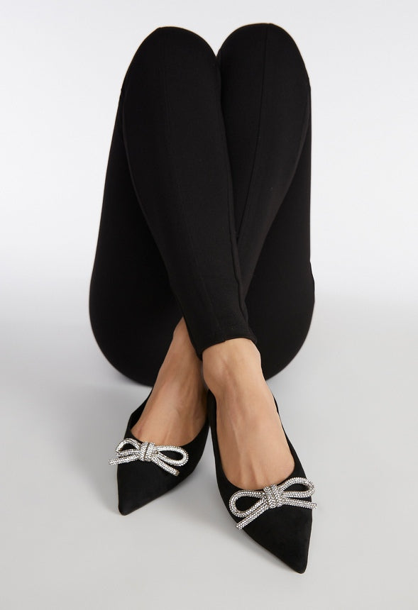 Amina Pointed Toe Flat Black Caviar