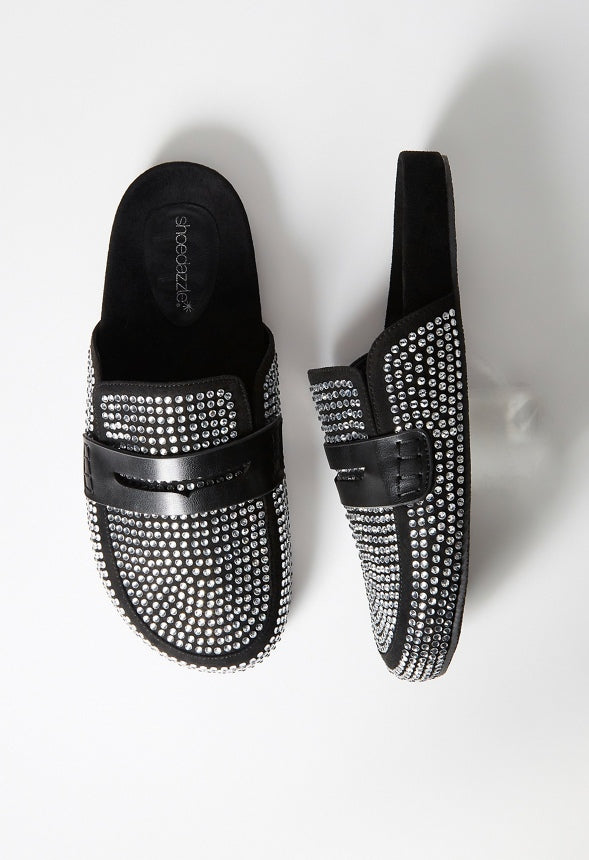 Reina Flat Mule Clear/Black