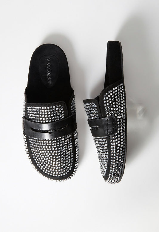 Reina Flat Mule Clear/Black