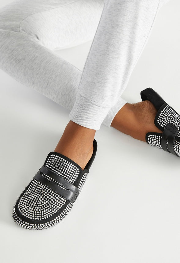 Reina Flat Mule Clear/Black