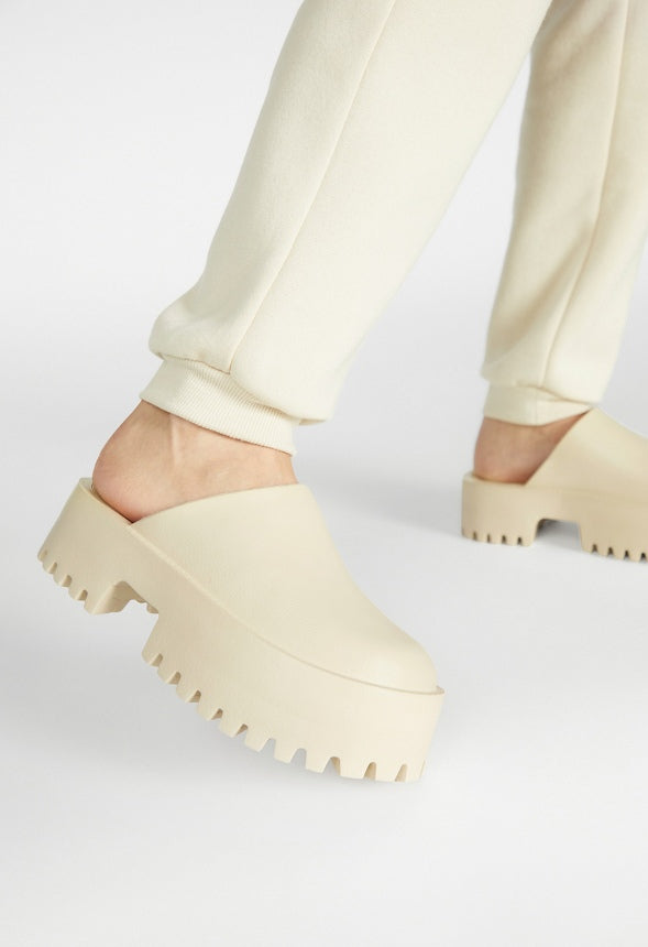 Jaella Mule Slide Birch White