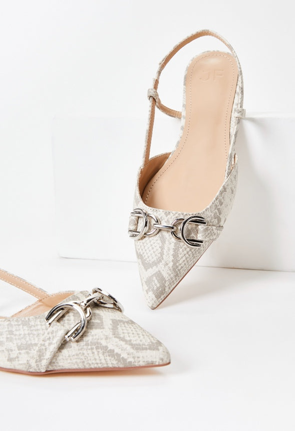 Pippa Slingback Flat Birch White